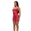 Layers To This Sheer Mesh and Knit Chemise w/Thong 2 pc Set - Pink SM