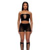 Cross Your Mind Tube Top w/Boy Short & Open Toe Socks Bodystocking - Black O/S