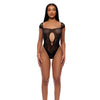 Cross Your Mind Seamless Teddy w/Rhinestone Accents - Black O/S
