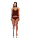 Velvet Lines Mesh Cami & Boy Short 2 pc Set - Red/Black LG