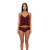 Velvet Lines Mesh Cami & Boy Short 2 pc Set - Red/Black SM