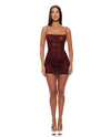 Velvet Lines Mesh Chemise & Thong 2 pc Set - Red/Black LG