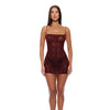 Velvet Lines Mesh Chemise & Thong 2 pc Set - Red/Black MD