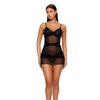 Private Party Glitter Chemise & Thong Set - Black XL