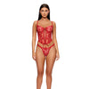 La Vie En Rose Embroidered Bustier w/Panty - Red XL