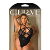 Curve Krista Lace Strappy Teddy w/Adjustable Back Straps Black 3X/4X