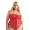 Eyelash Lace Corset w/G-String - Red 1X/2X