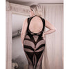 Sheer Cross Faded High Neck Crotchless Bodystocking Black QN