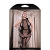Sheer Cross Faded High Neck Crotchless Bodystocking Black QN