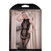 Sheer Cross Faded High Neck Crotchless Bodystocking Black O/S