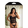Tease Parker Eyelash Lace Gartered Bustier & G-String Black S/M