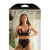 Tease Blaire Lace & Pearl Bralette, Garter Belt & Crotchless G-String Black M/L