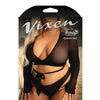 Vixen No Regrets Mesh Long Sleeve Wrap Top & Thong Black QN