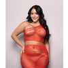 Vixen Set The Tone Rhinestone Knit One Shoulder Top w/Skirt 2 pc Set - Red QN
