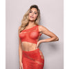 Vixen Set The Tone Rhinestone Knit One Shoulder Top w/Skirt 2 pc Set - Red O/S