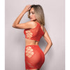 Vixen Set The Tone Rhinestone Knit One Shoulder Top w/Skirt 2 pc Set - Red O/S