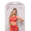 Vixen Set The Tone Rhinestone Knit One Shoulder Top w/Skirt 2 pc Set - Red O/S