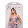 Vixen Serendipity Rhinestone Leopard Knit Keyhole Halter Dress - Lavender O/S