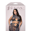 Vixen Floral Lace Knit Tie Back Top w/Skirt 2 pc Set - Navy QN