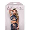 Vixen Floral Lace Knit Tie Back Top w/Skirt 2 pc Set - Navy O/S