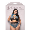 Vixen Deep Dive Ombre Leopard Knit Keyhole Top w/Panty 2 pc Set - Black/Blue QN