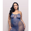Vixen When Stars Align Rhinestone Net Halter Dress - Blue QN