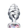 Nixie Honey Dipper Ribbed Metal Rainbow Jeweled Butt Plug - Small