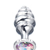 Nixie Honey Dipper Ribbed Metal Rainbow Jeweled Butt Plug - Large