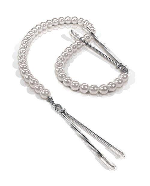 Nixie Pearl Drop Tweezer Nipple Clamps - Silver