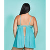 Riley Eyelash Lace Soft Cup Babydoll & Panty Teal 1X