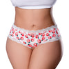 Sweet Treats Crotchless Boy Short w/Wicked Sensual Care Peach Lube - White QN