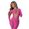 Seamless Blacklight Reactive Long Sleeve Dress - Pink O/S
