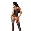 Seamless Bodystocking w/Crystal Details - Black O/S