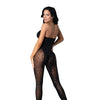 Seamless Halter Bodystocking w/Crystals - Black O/S