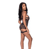 Rude Awakening Stirrup Chemise & Split Crotch Panty Black L/XL