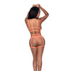 Rude Awakening Bralette, Thigh High Garter & Cheeky Panty Orange S/M