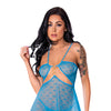 Flirty Hearts Cutout Flutter Chemise w/G-String - Blue S/M