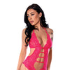 Get It Girl Lace Halter Teddy w/Snap Crotch - Pink S/M