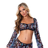 Hazy Dayz Shrooms Crop Top w/Skirt & Thong - Black S/M