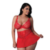 Sugar High Bralette w/Garter & Panty 3 pc Set - Red QN