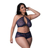 Hazy Dayz Butterfly Blacklight Reflective Halter Top & Short 2 pc Set - Black Multi QN