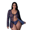 Hazy Dayz Butterfly Blacklight Reflective Tie Front Top & Thong 2 pc Set - Black Multi QN