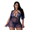 Hazy Dayz Butterfly Blacklight Reactive Halter Top w/Thong & Dress 3 pc Set - Black Multi QN