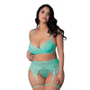 Caribbean Crush Demi Bra w/Thong & Garters 3 pc Set - Aqua QN
