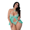 Caribbean Crush Flutter Babydoll w/Thong 2 pc Set - Aqua QN