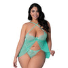 Caribbean Crush Flutter Babydoll w/Thong 2 pc Set - Aqua QN