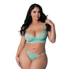 Caribbean Crush Demi Long Line Bra w/Thong & Removable Waist Flounce - Aqua QN