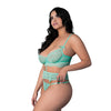 Caribbean Crush Demi Long Line Bra w/Thong & Removable Waist Flounce - Aqua QN