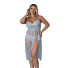Blue Sky Long Chemise & Boy Short Panty - Light Blue QN