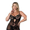 Black Cherry Demi Cup Chemise & Thong Set - Black QN